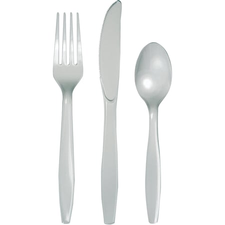 Touch Of Color Silver Assorted Plastic Cutlery, Shimmering, 288PK 010441